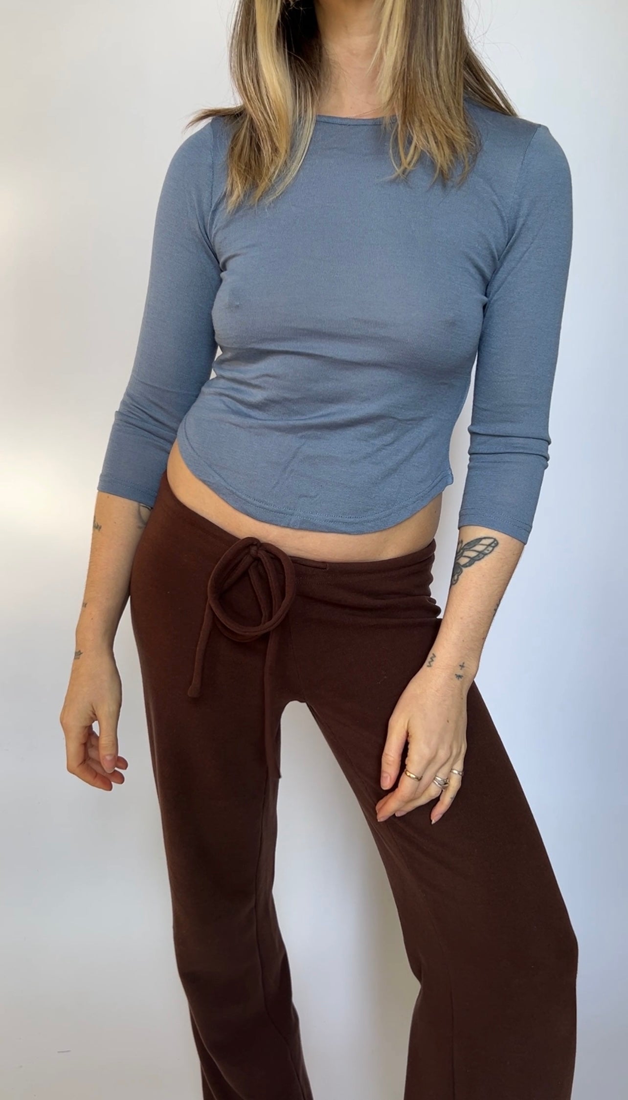 Wool 3/4 Sleeve Top — Cornflower