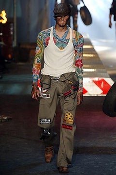 John Galliano SS06 Manjushri and Om Tattoo Print Mesh Top (XS-L)