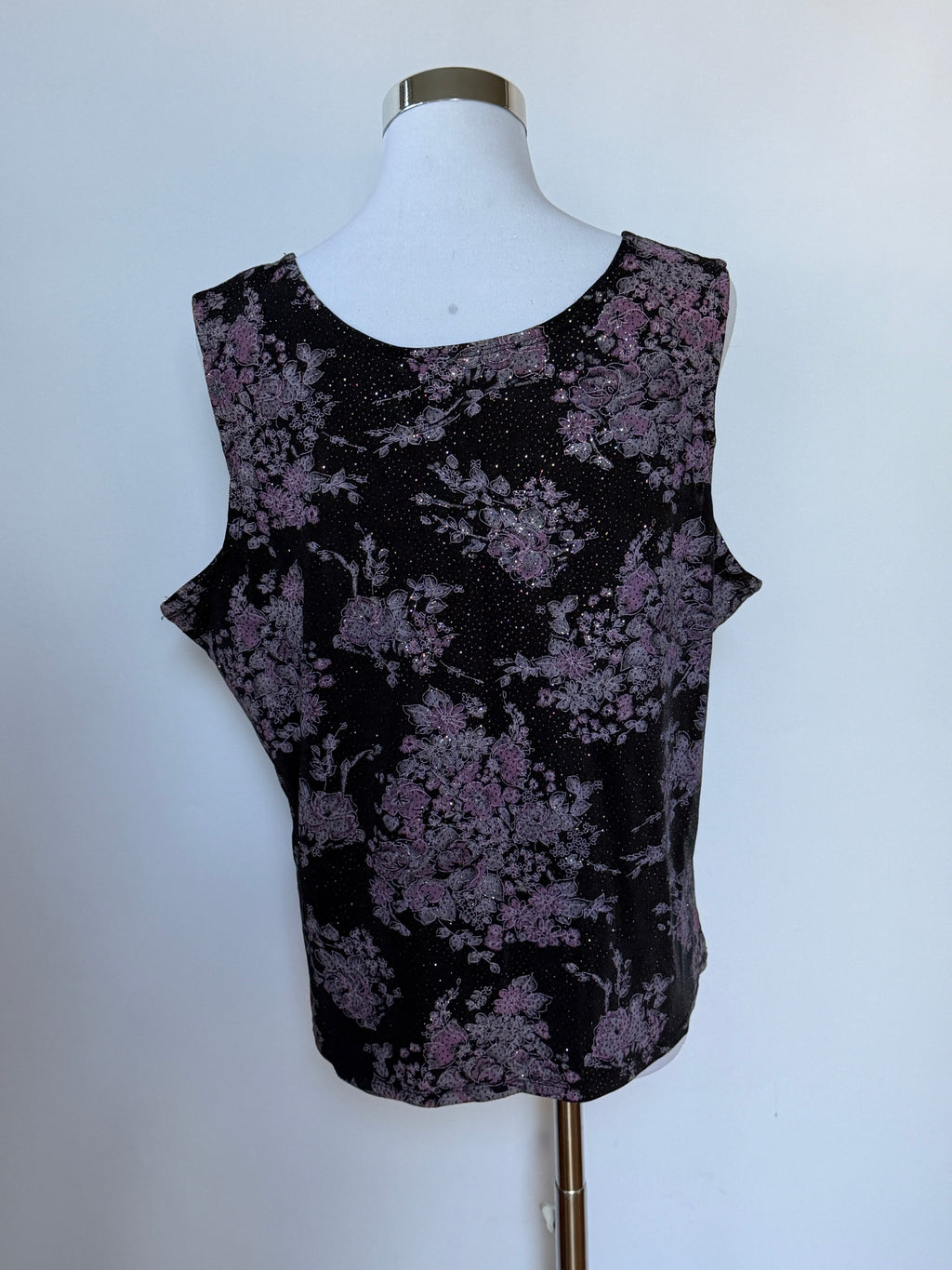 Vintage Black & Purple Glitter Floral Top (Fits XL/XXL)