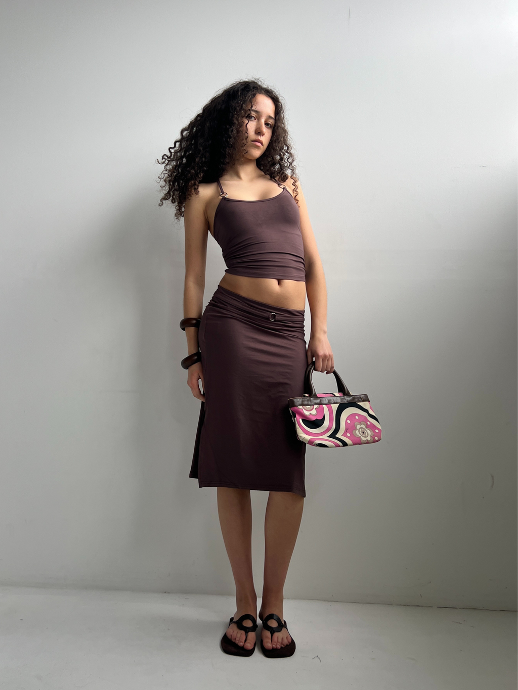 Aquila O'Ring Midi Skirt — Umber