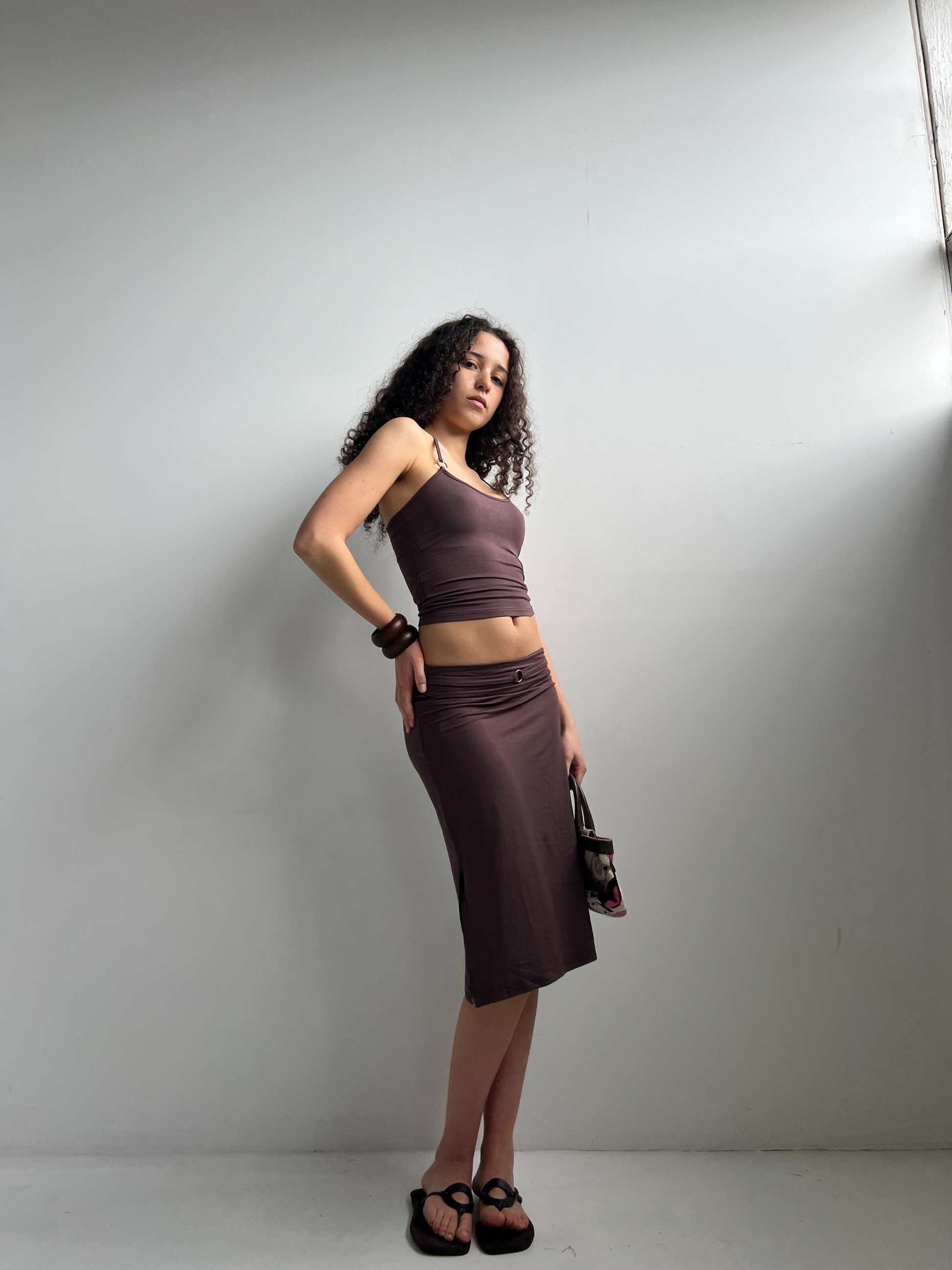 Aquila O'Ring Midi Skirt — Umber