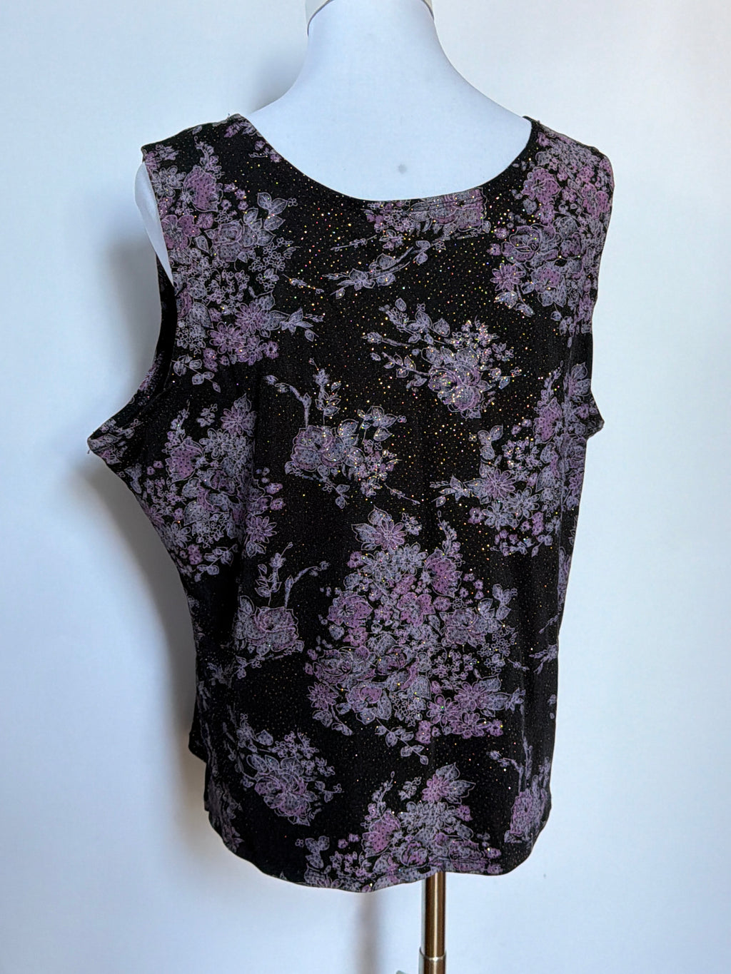 Vintage Black & Purple Glitter Floral Top (Fits XL/XXL)