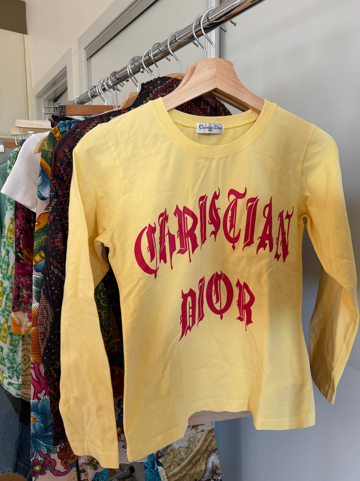Christian Dior by John Galliano SS02 Gothic Logo Long Sleeve Top