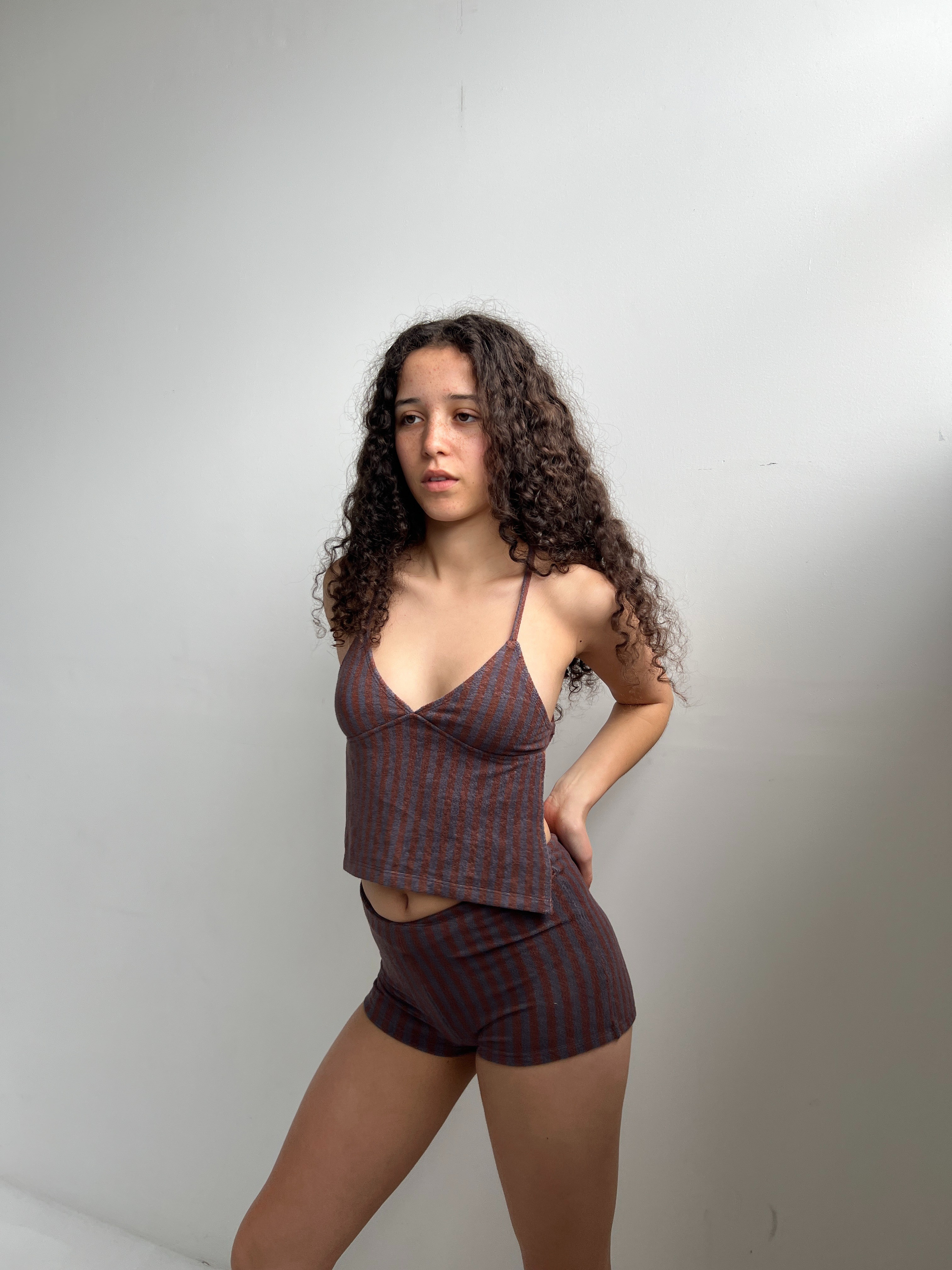 Peggy Backless Top — Steel Stripe