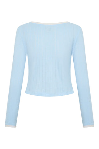 Pointelle Long Sleeve — Baby Blue