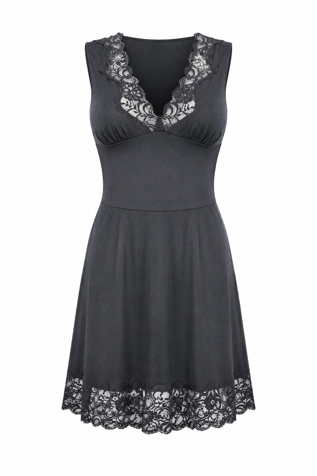 Vintage Black Lace Panel Slip Dress (Fits XS/S)