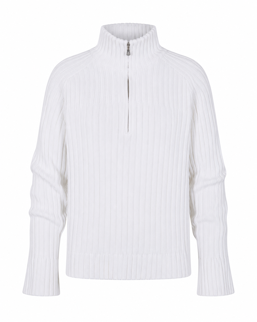 Vintage Calvin Klein White Ribbed Quarter-Zip Sweater (XL/XXL)