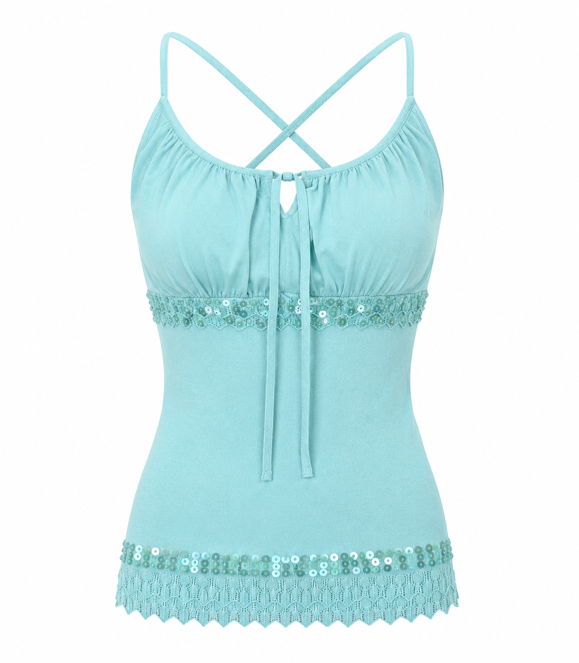 Aqua Sequin Y2K Top (S/M)