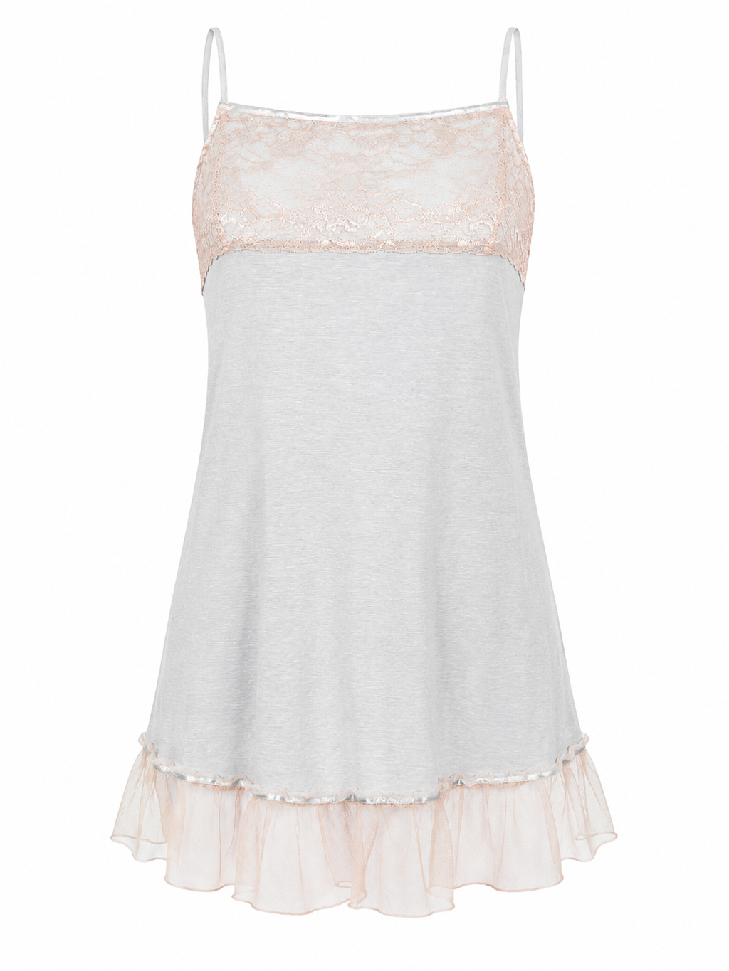 Deadstock Grey and Pink Lace Slip (XS-M)