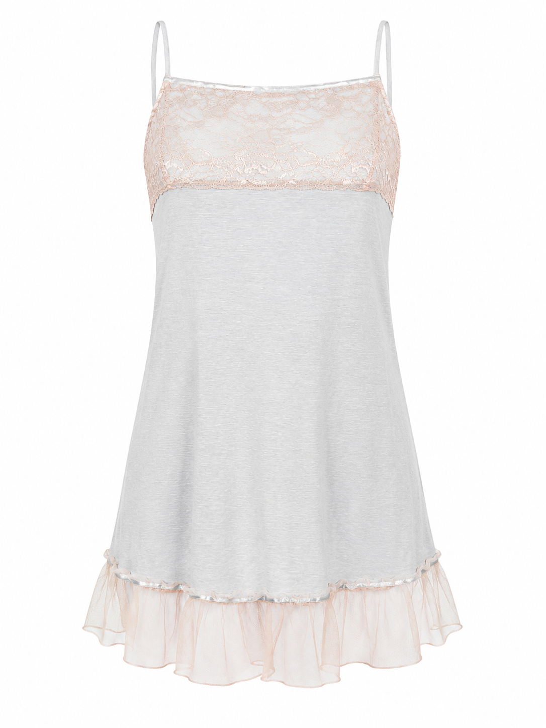 Deadstock Grey and Pink Lace Slip (XS-M)