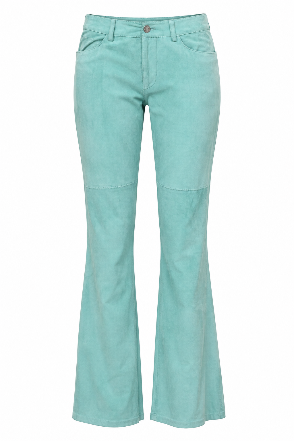 Vintage Aqua Suede Shirt & Low Waist Pants Set (XS)