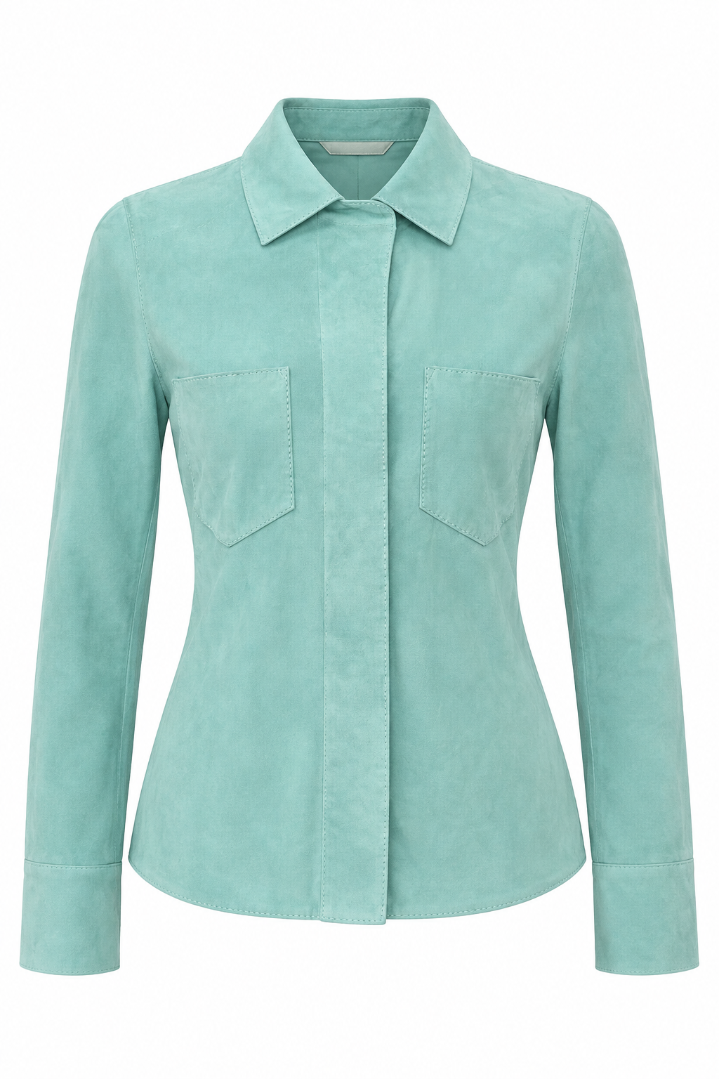 Vintage Aqua Suede Shirt & Low Waist Pants Set (XS)