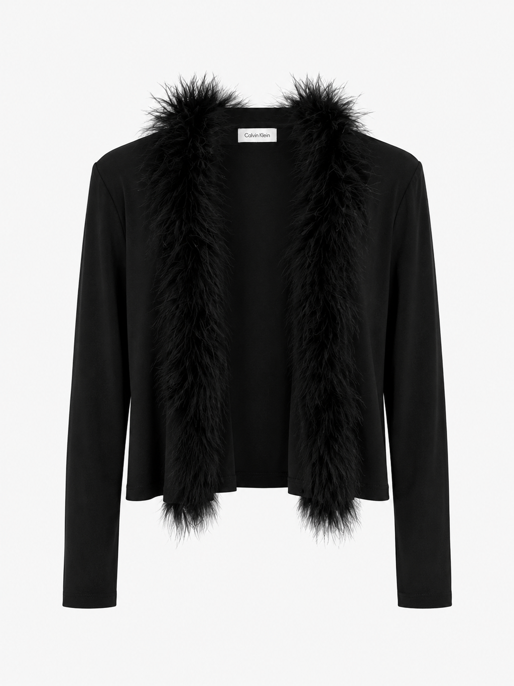 Vintage Calvin Klein Black Fluffy Fur Bolero Cardigan (S)