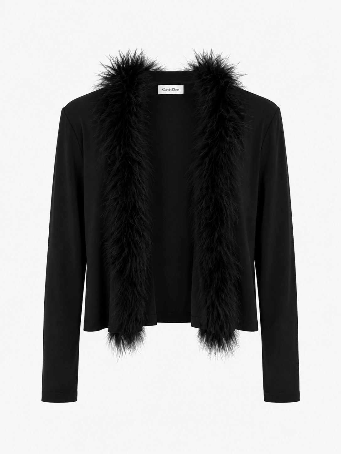 Vintage Calvin Klein Black Fluffy Fur Bolero Cardigan (S)