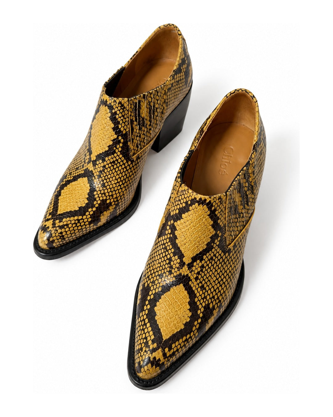 Chloé Rylee Python Embossed Leather Ankle Boots (38)