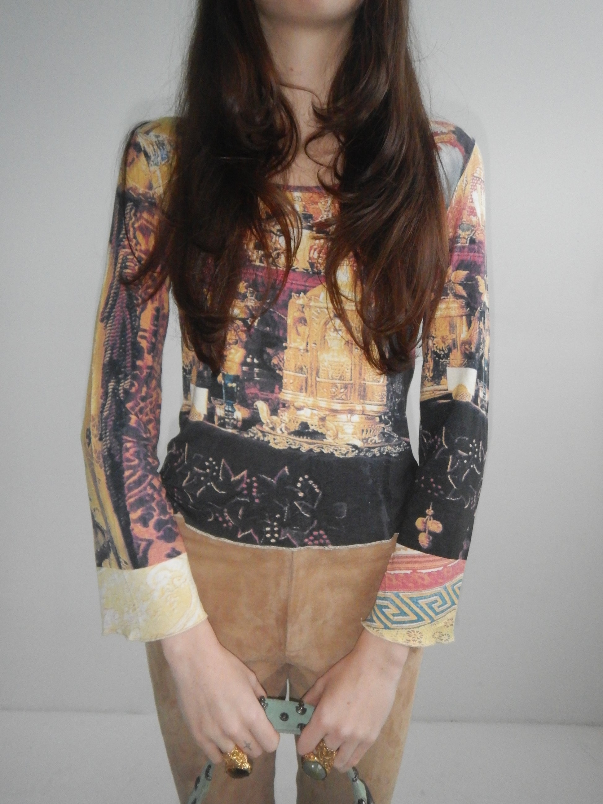 Polo Jeans Vintage Beige Suede Flare Pants (Petite XS)