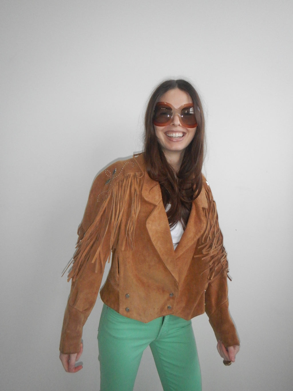 Vintage Brown Tan Suede Jacket (XS-M)