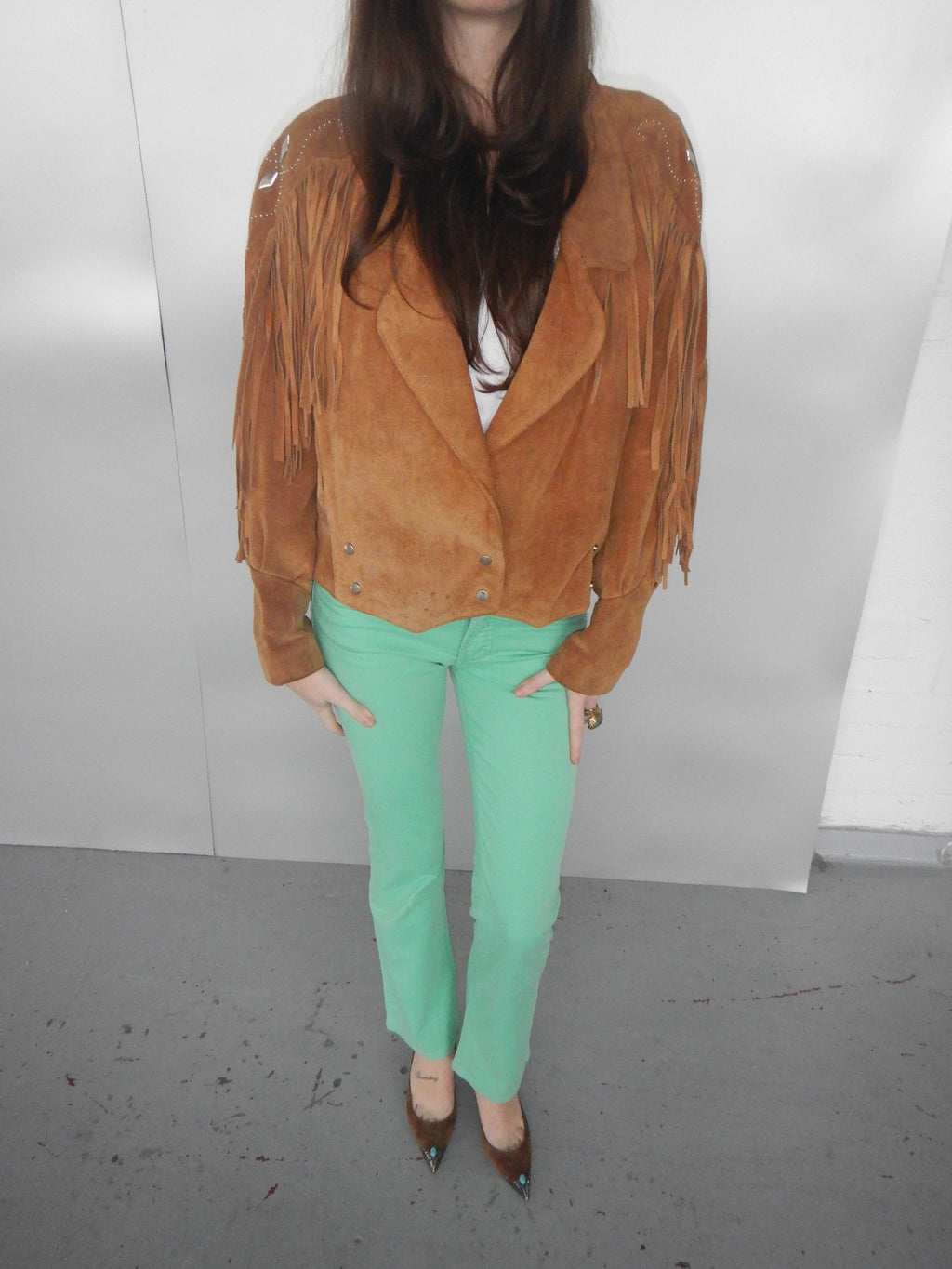 Vintage Brown Tan Suede Jacket (XS-M)