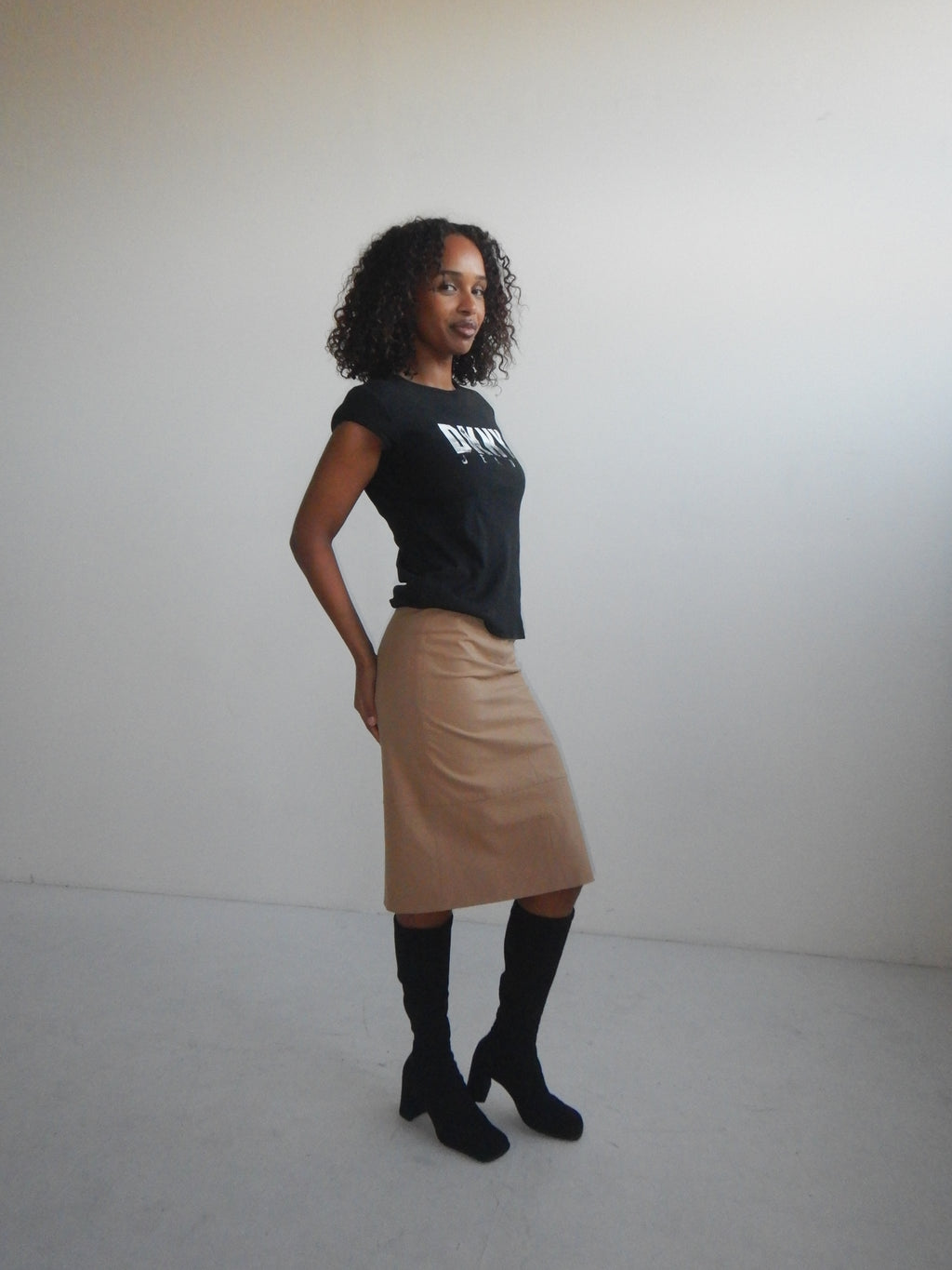Gucci Vintage Beige Cotton Stretch Skirt with Leather Waistband (XS-M)