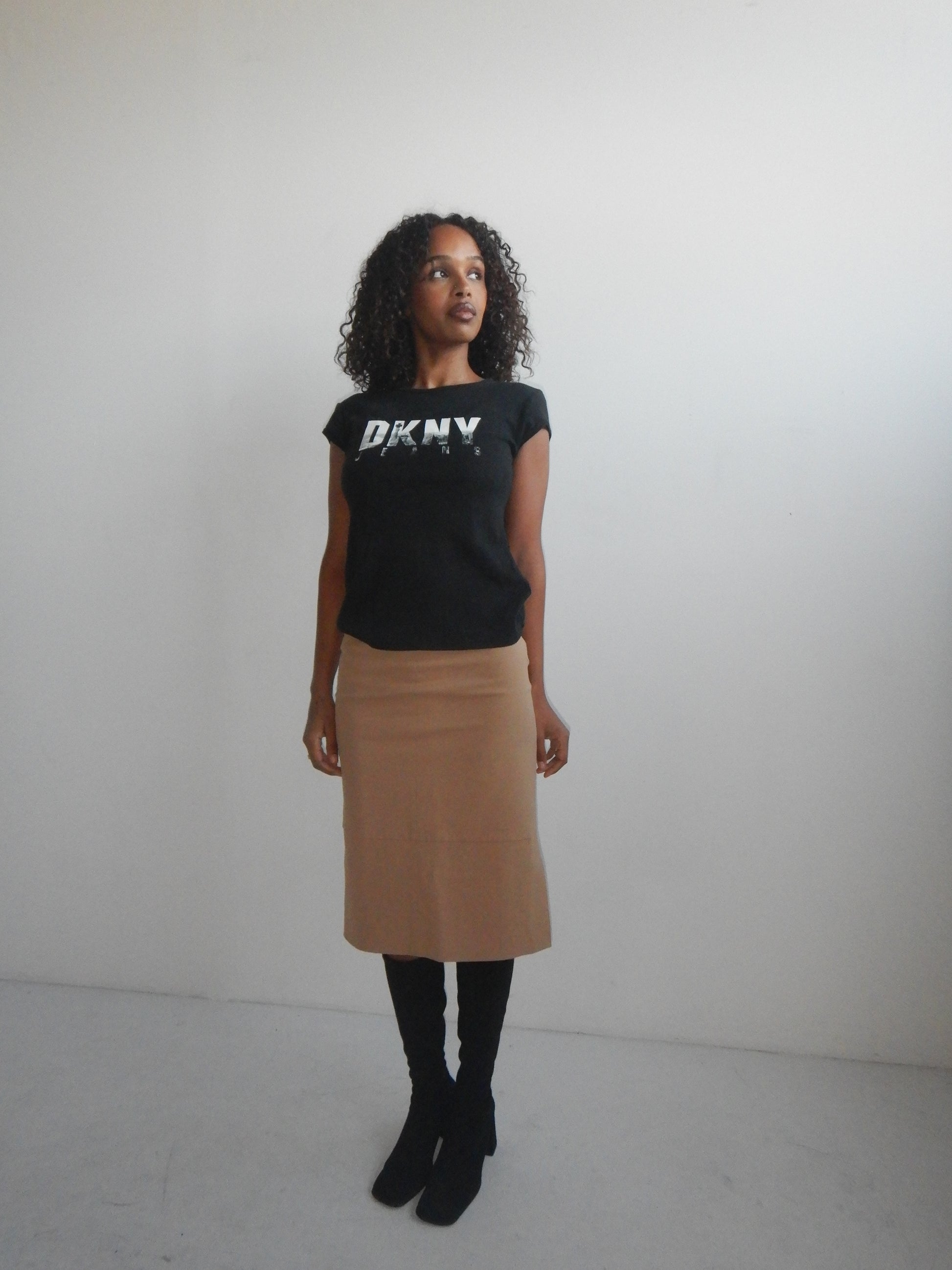 Gucci Vintage Beige Cotton Stretch Skirt with Leather Waistband (XS-M)