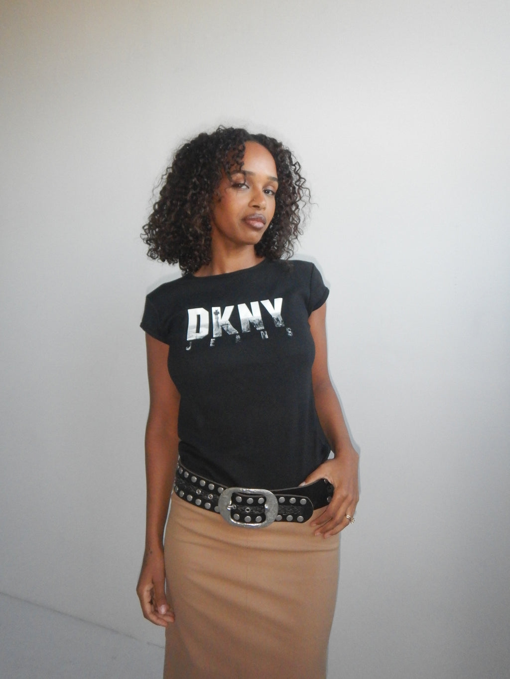 DKNY Jeans Vintage 90s Black French Sleeve T-Shirt (XS-L)