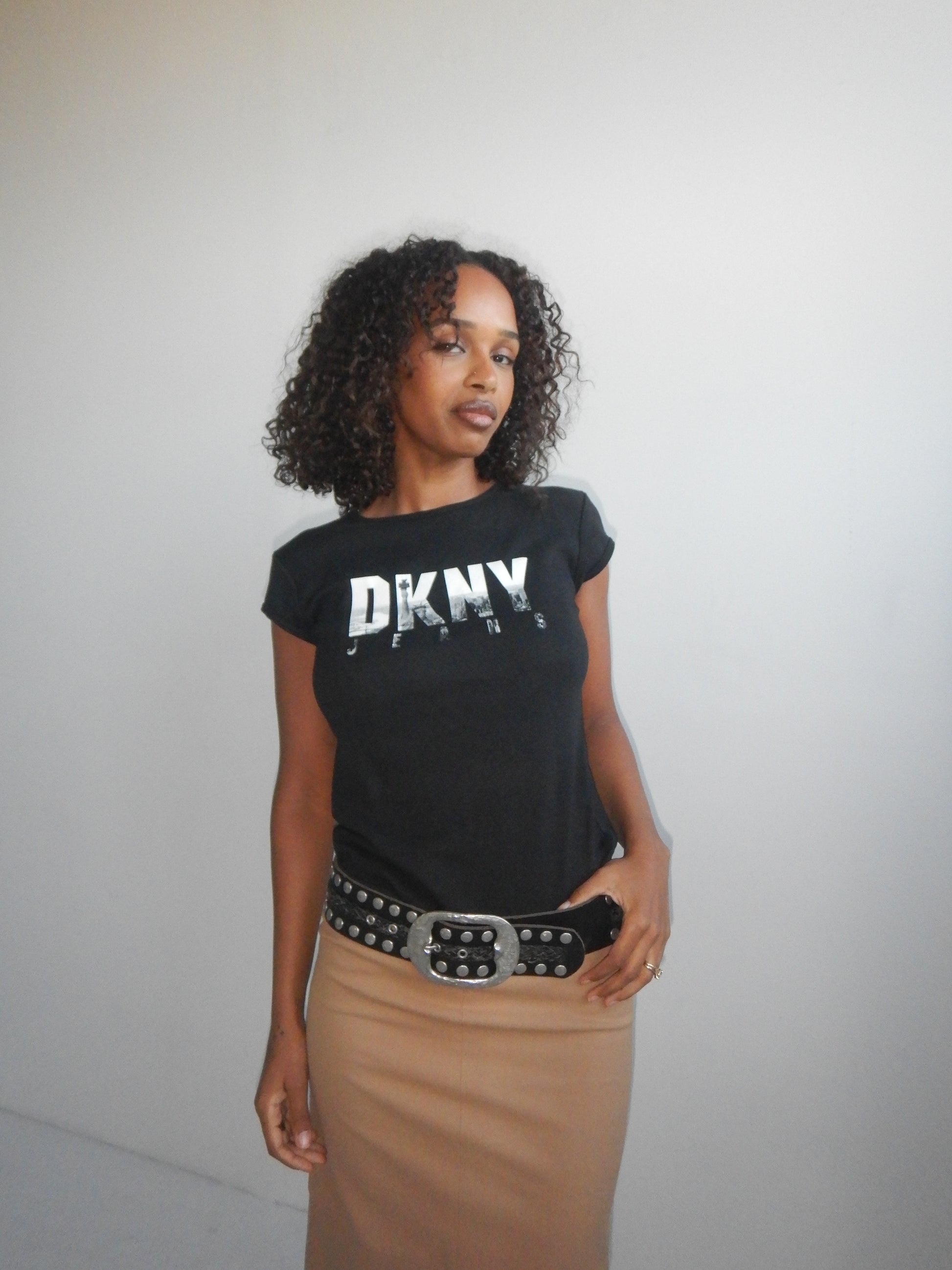 DKNY Jeans Vintage 90s Black French Sleeve T-Shirt (XS-L)