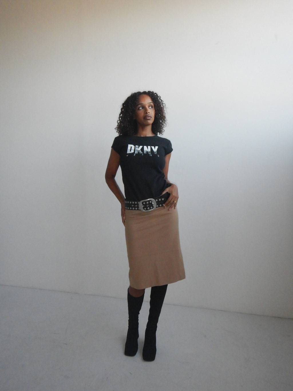 DKNY Jeans Vintage 90s Black French Sleeve T-Shirt (XS-L)