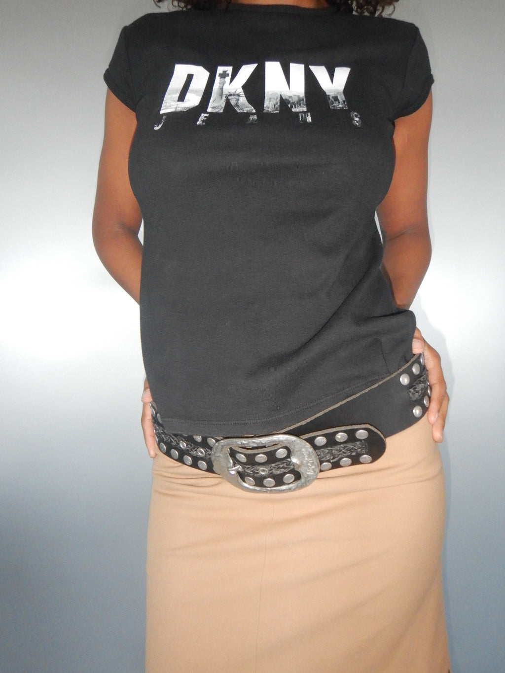 DKNY Jeans Vintage 90s Black French Sleeve T-Shirt (XS-L)