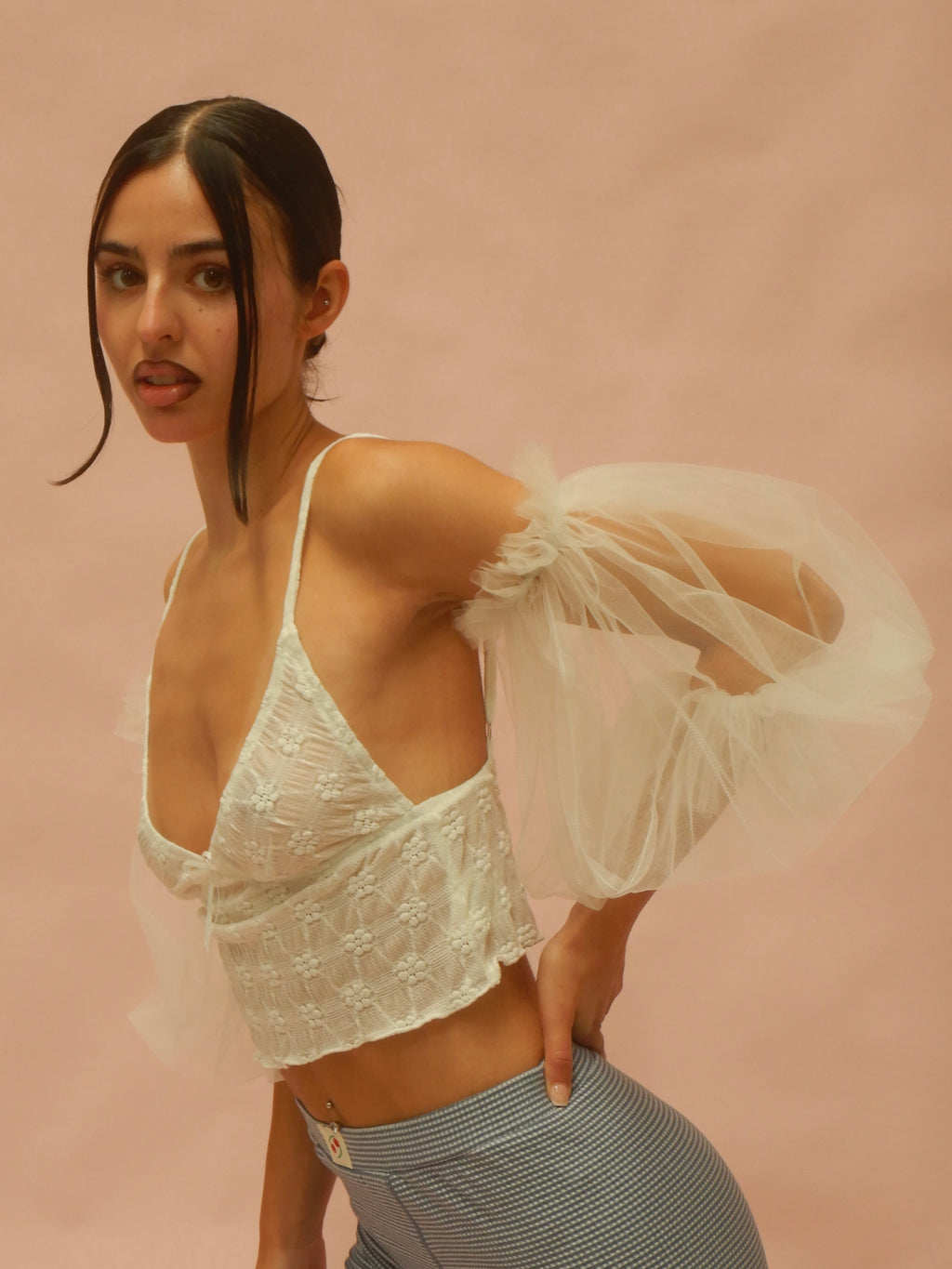 Hilda Mesh Cami — White