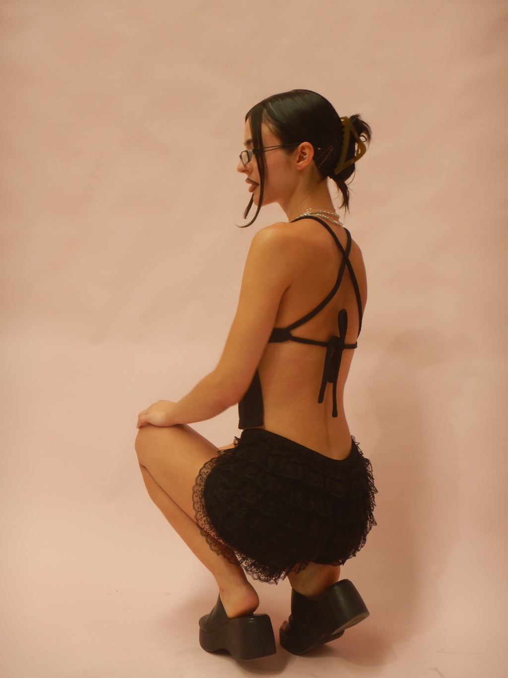 Peggy Backless Top — Midnight