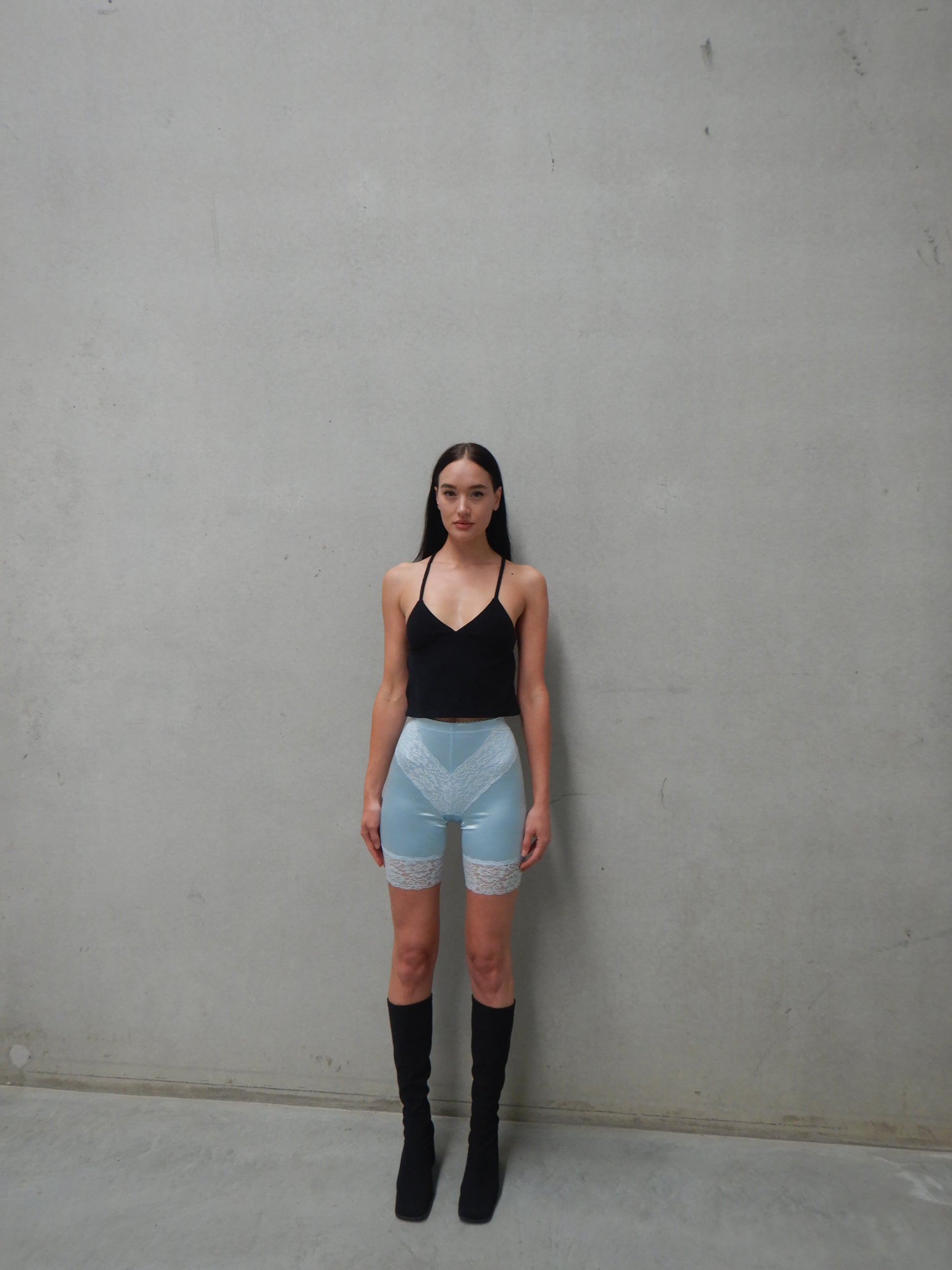 Lace Biker Shorts — Baby Blue