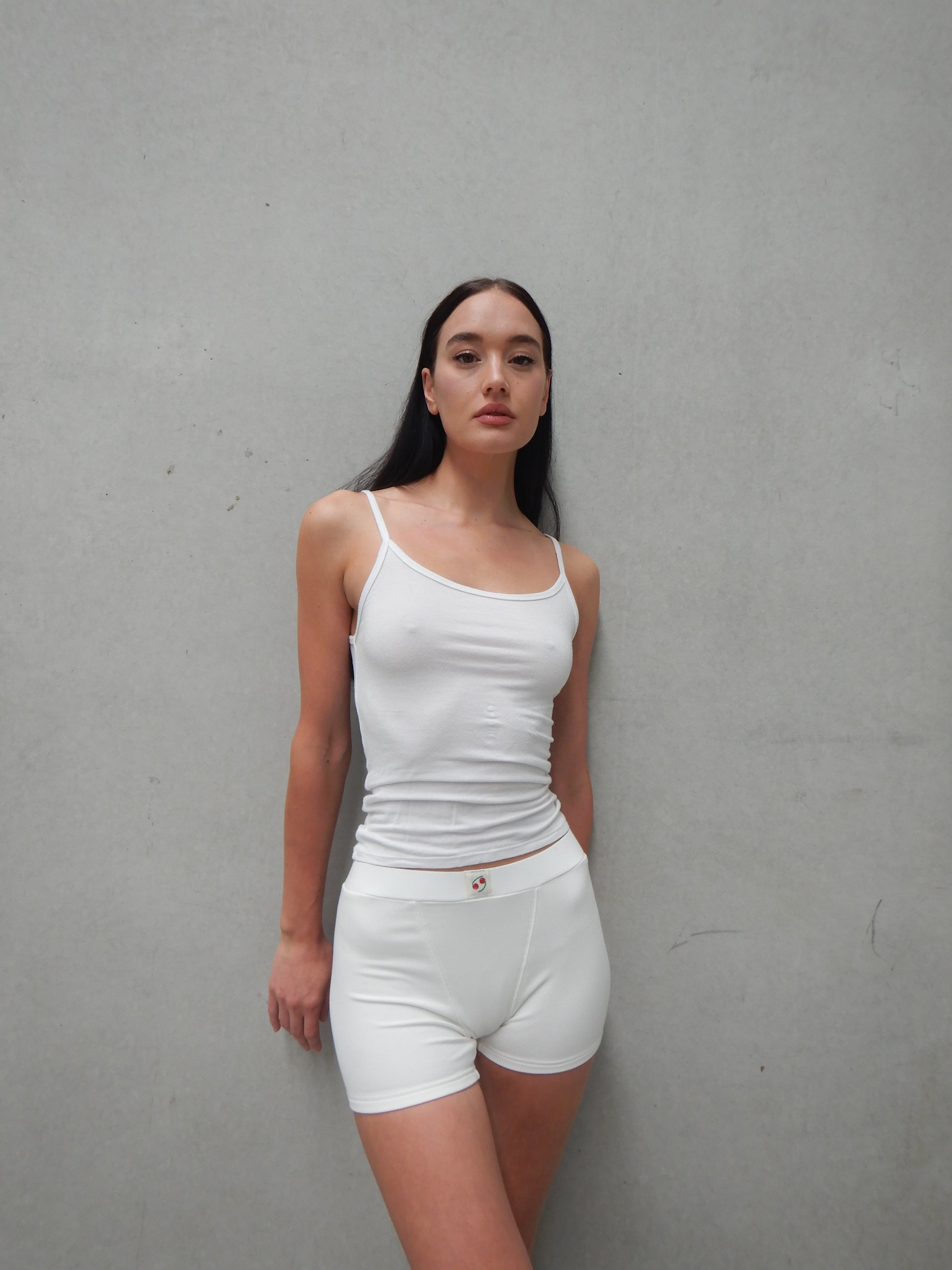 Sublime Rib Biker Shorts — White