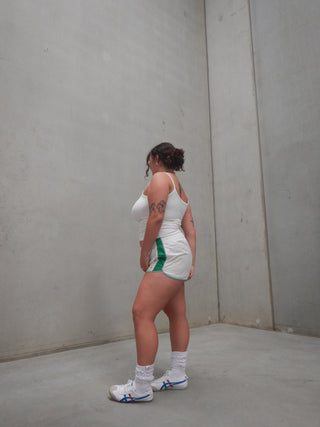 Retro Sporty Shorts  — White/Green