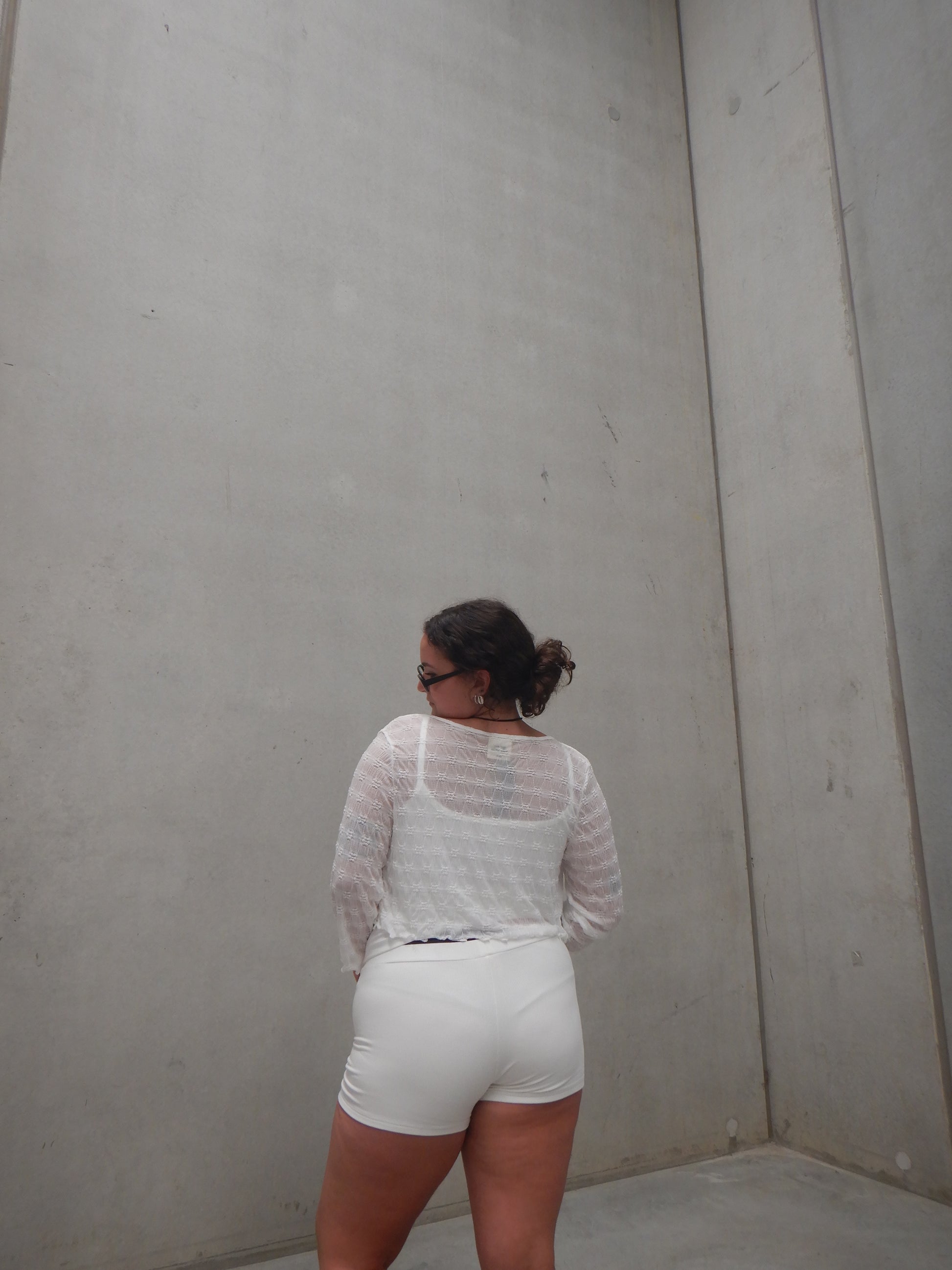 Sublime Rib Biker Shorts — White