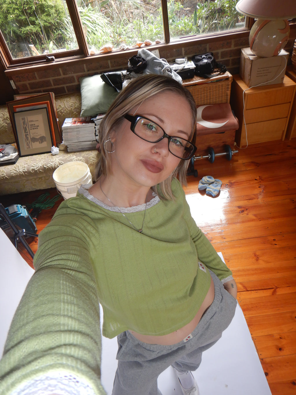 Pointelle Long Sleeve — Matcha