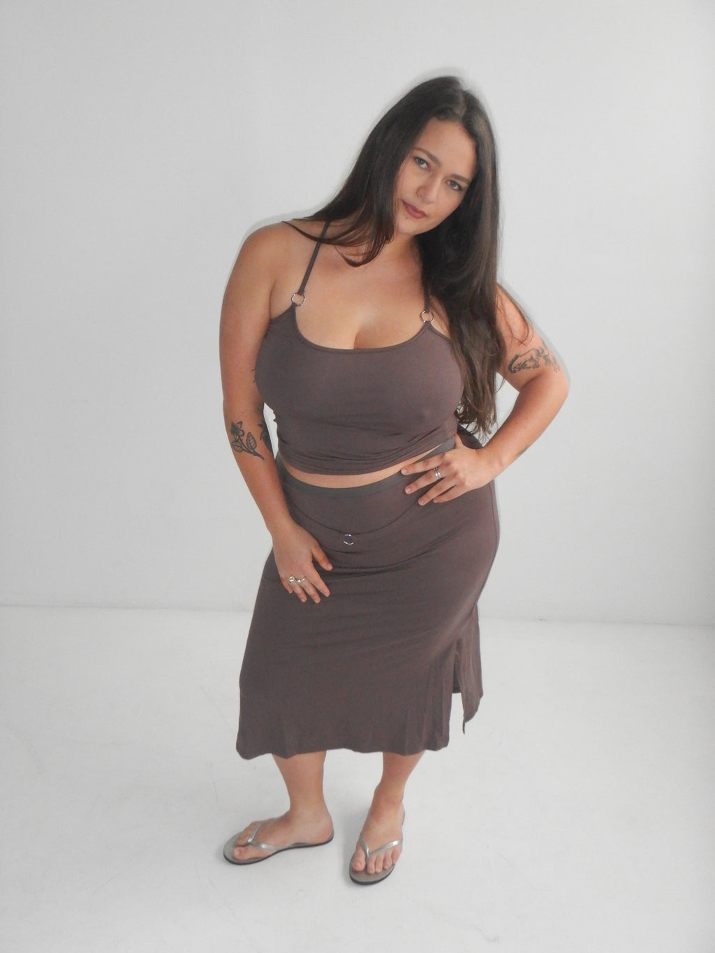 Aquila O'Ring Midi Skirt — Umber