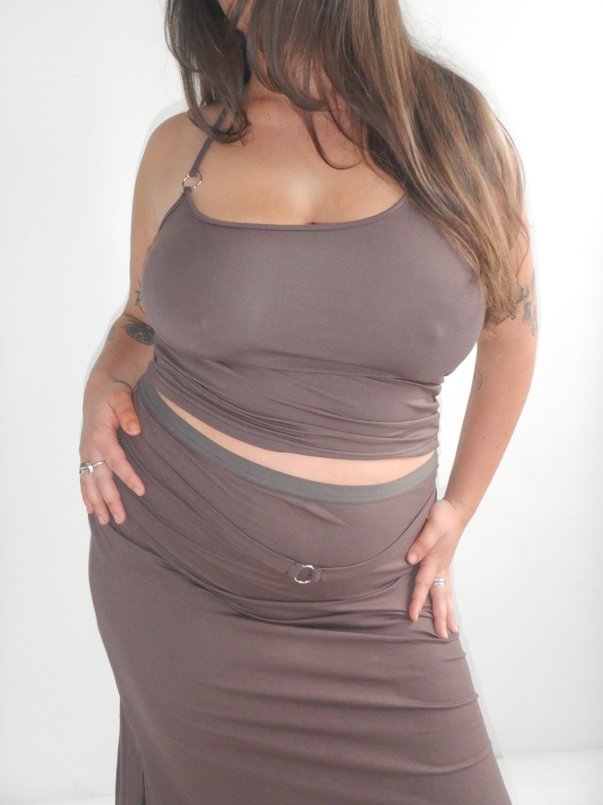 Aquila O'Ring Midi Skirt — Umber