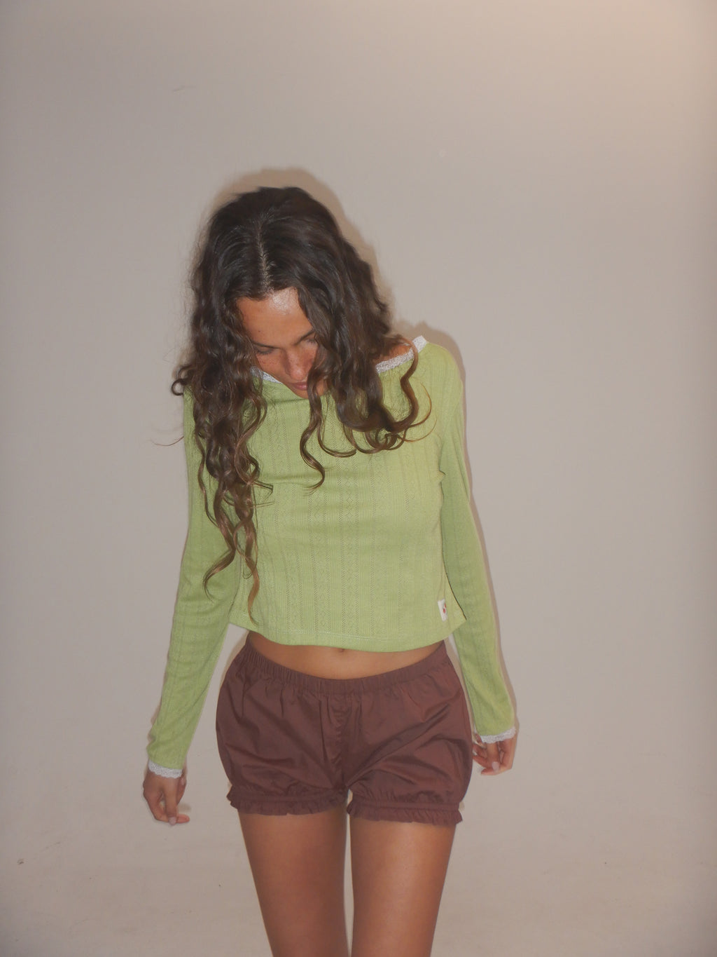 Pointelle Long Sleeve — Matcha