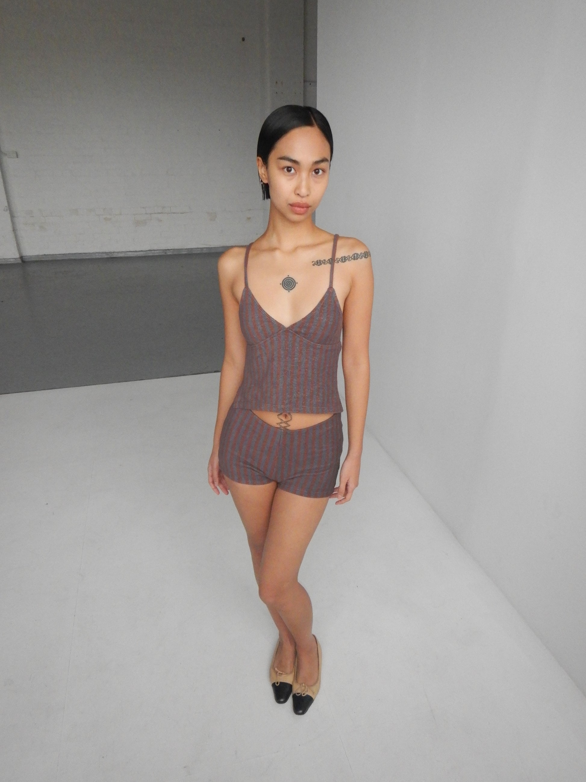 Peggy Backless Top — Steel Stripe