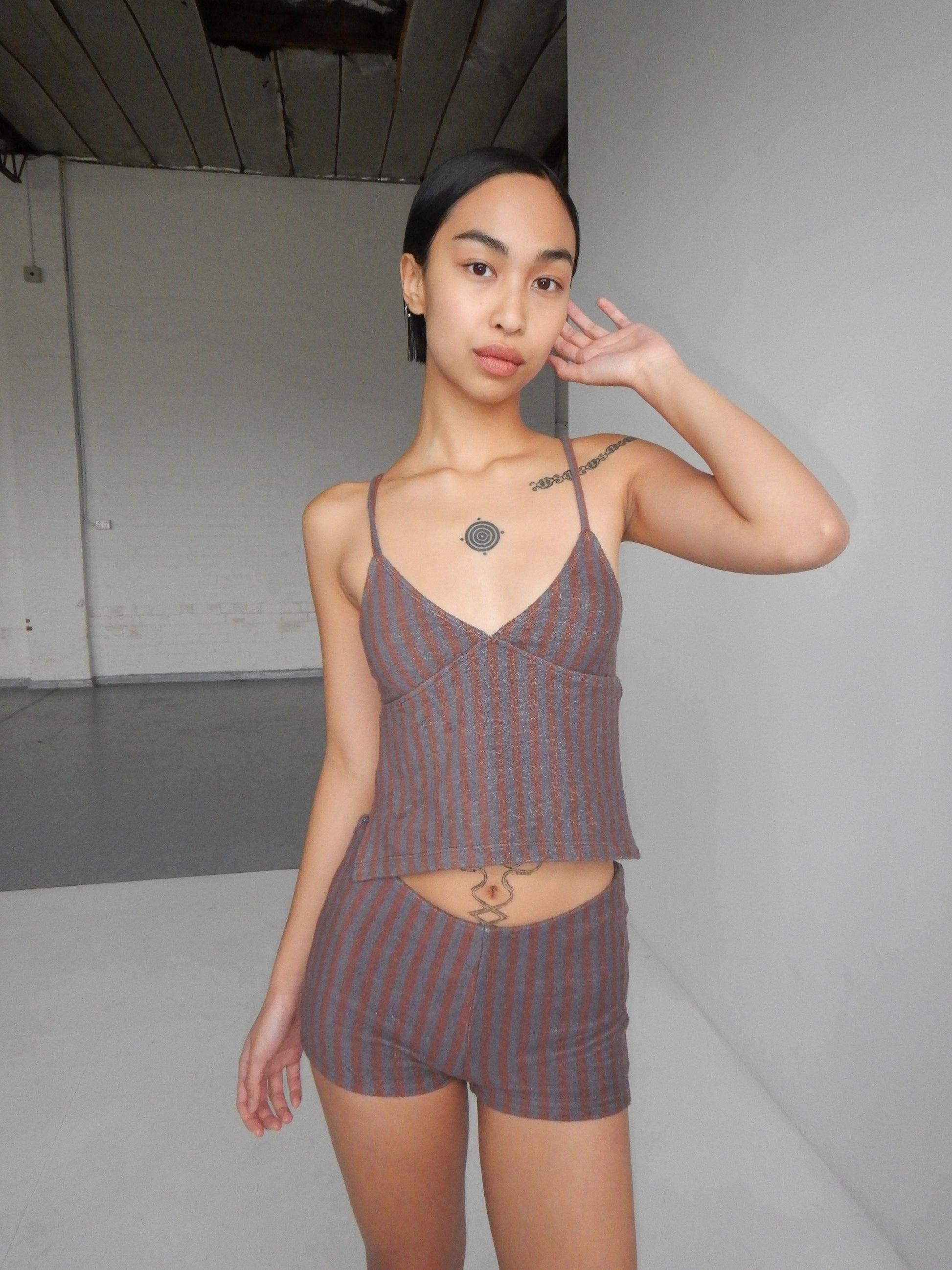 Peggy Backless Top — Steel Stripe