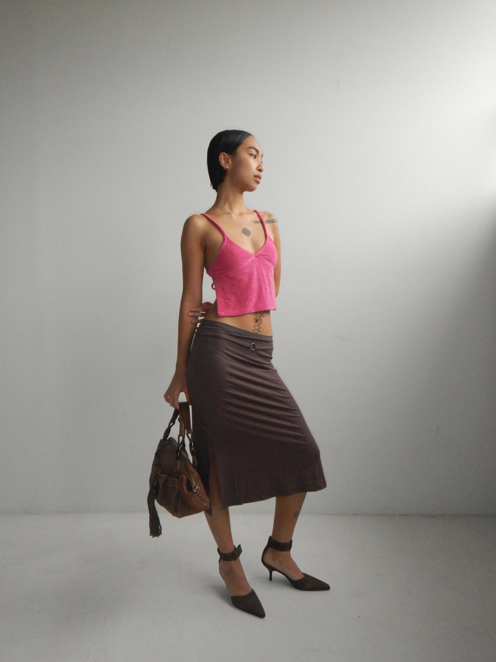 Aquila O'Ring Midi Skirt — Umber