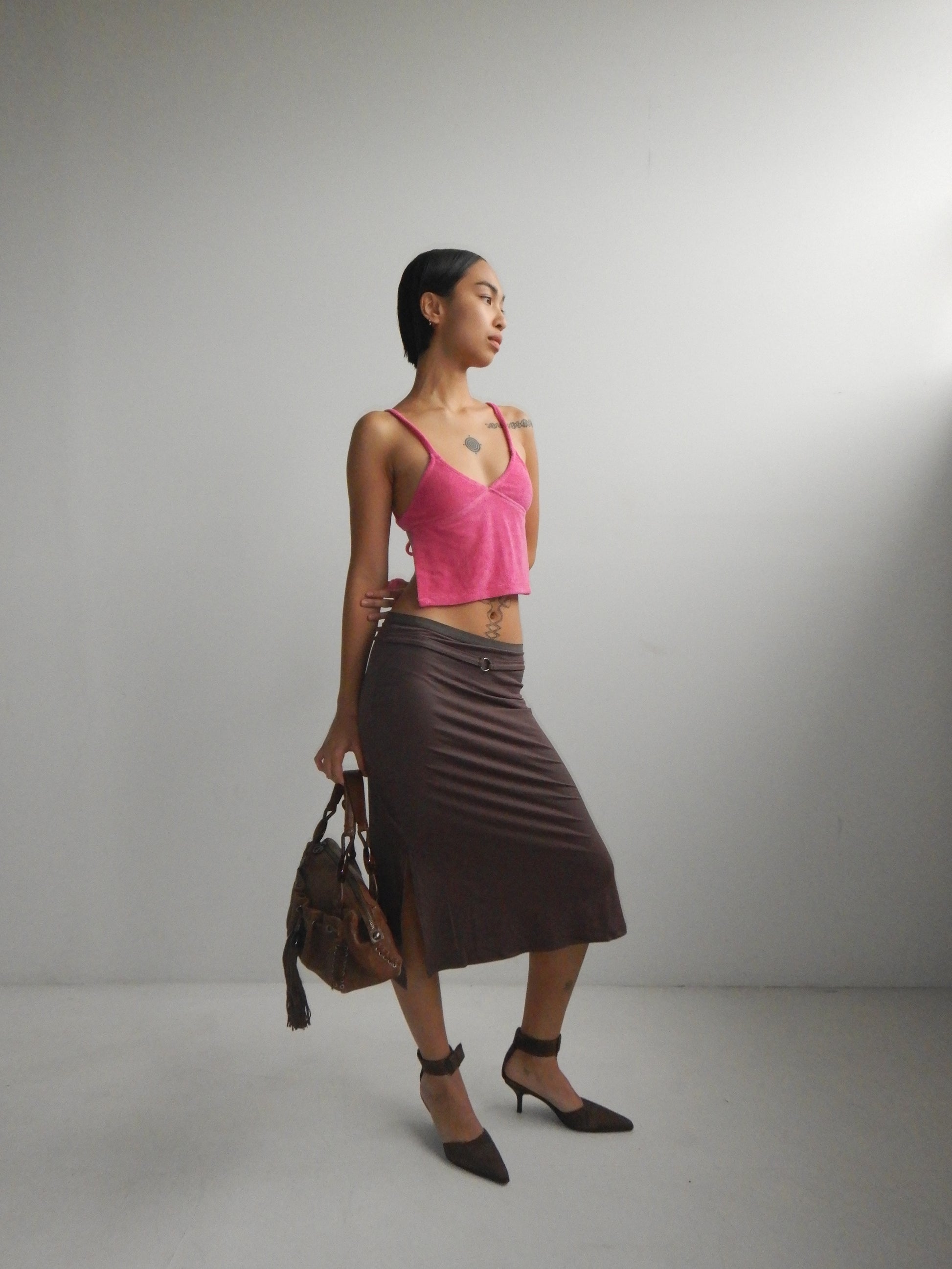 Aquila O'Ring Midi Skirt — Umber