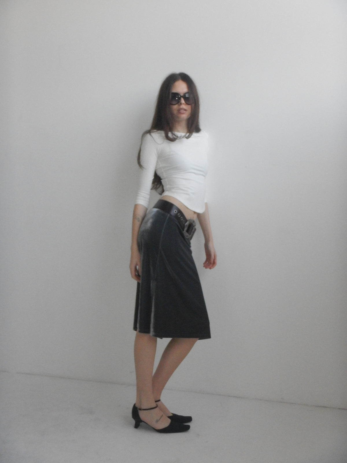 You Were Meant For Me Skirt in Silver — 90s-inspired TENCEL midi skirt, Highrack Studios