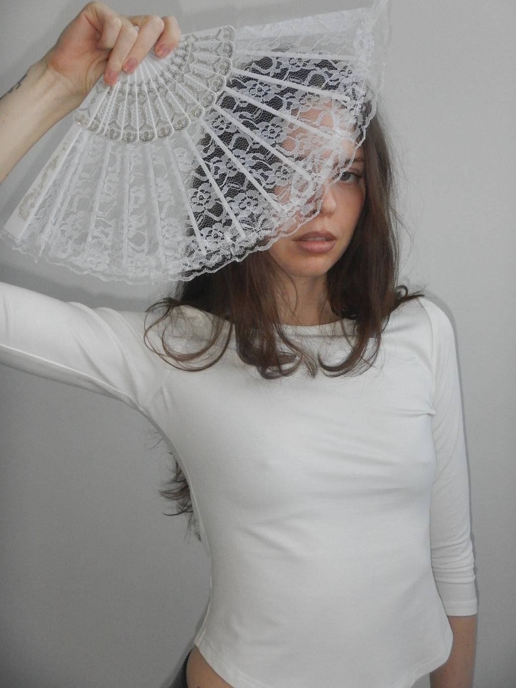 Off Duty Top in White — fitted bamboo top with curved hem, Highrack Studios