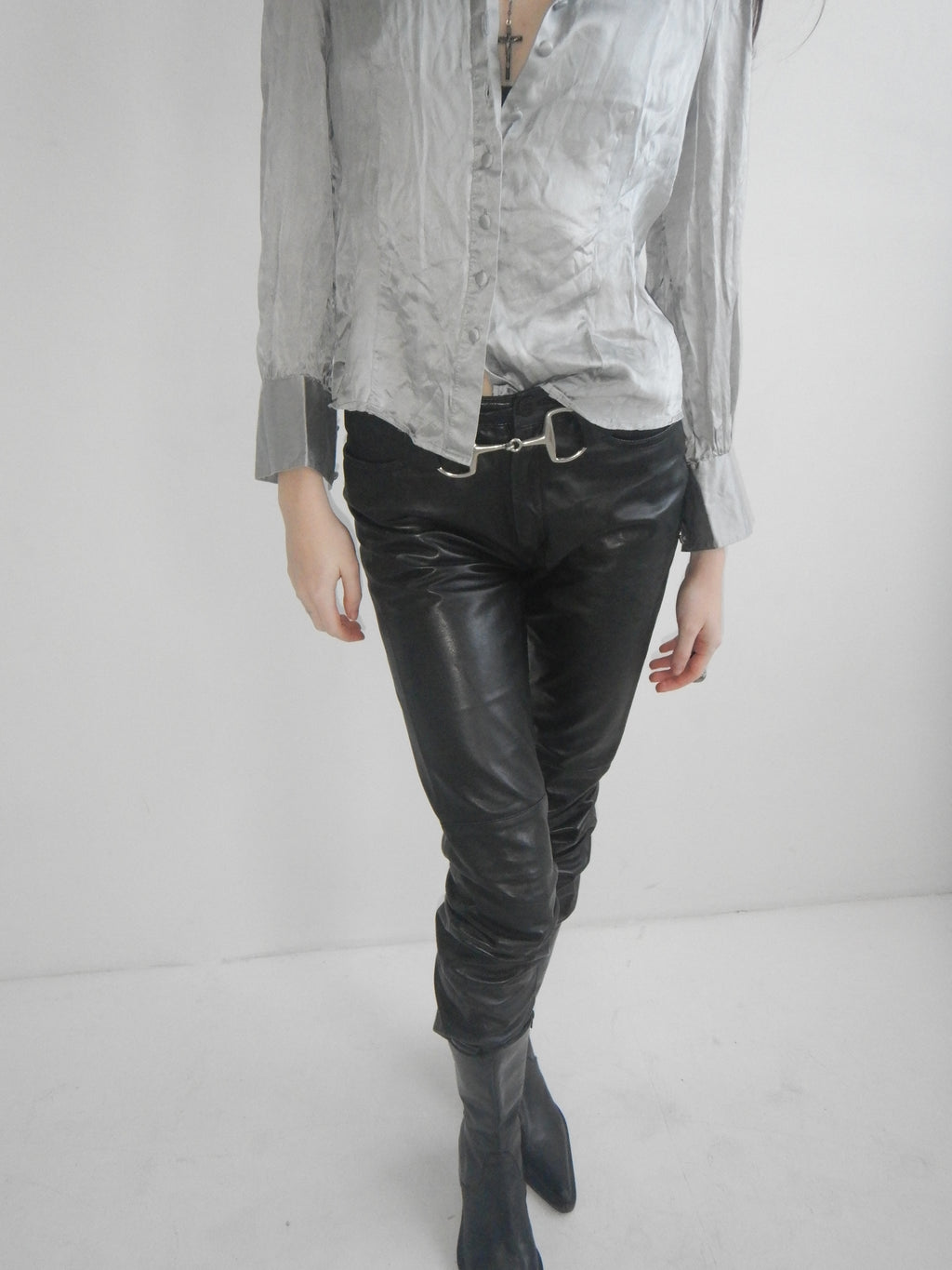 DKNY Vintage Black Lamb Leather Pants (XS Petite)
