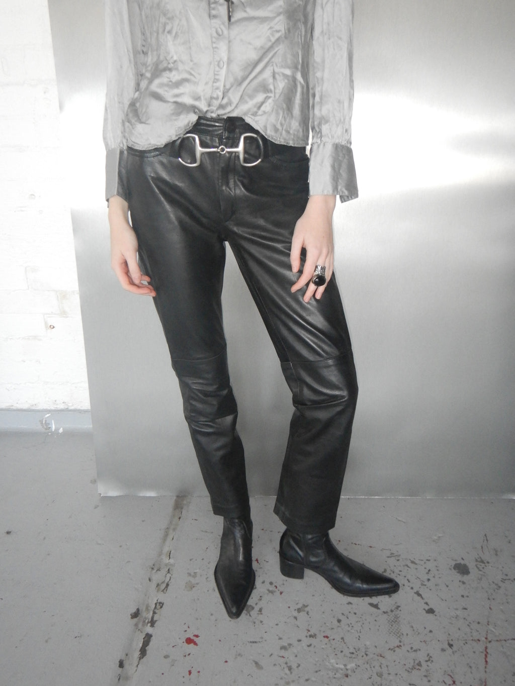 DKNY Vintage Black Lamb Leather Pants (XS Petite)