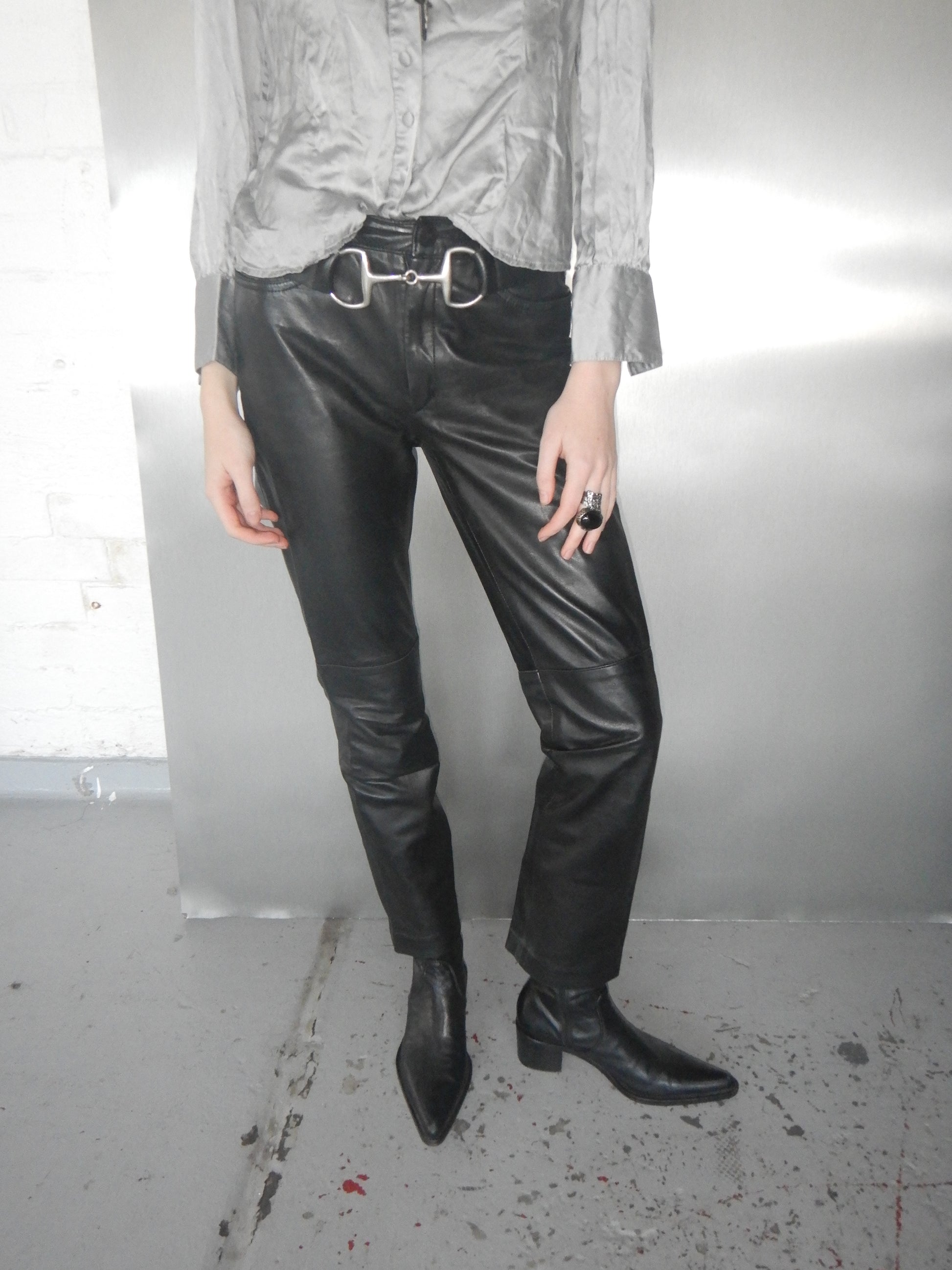 DKNY Vintage Black Lamb Leather Pants (XS Petite)