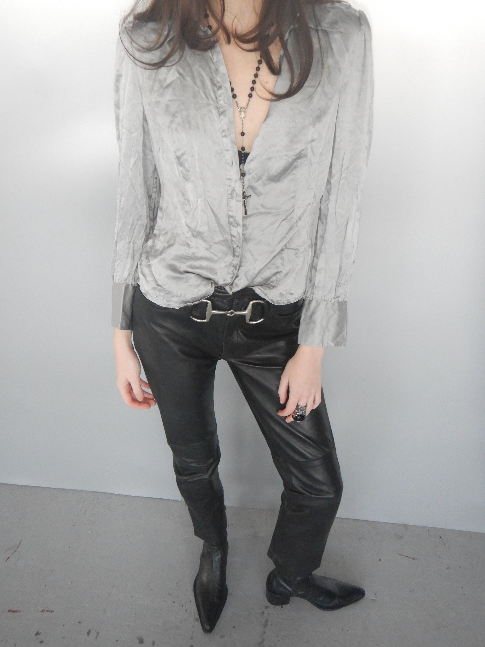 DKNY Vintage Black Lamb Leather Pants (XS Petite)