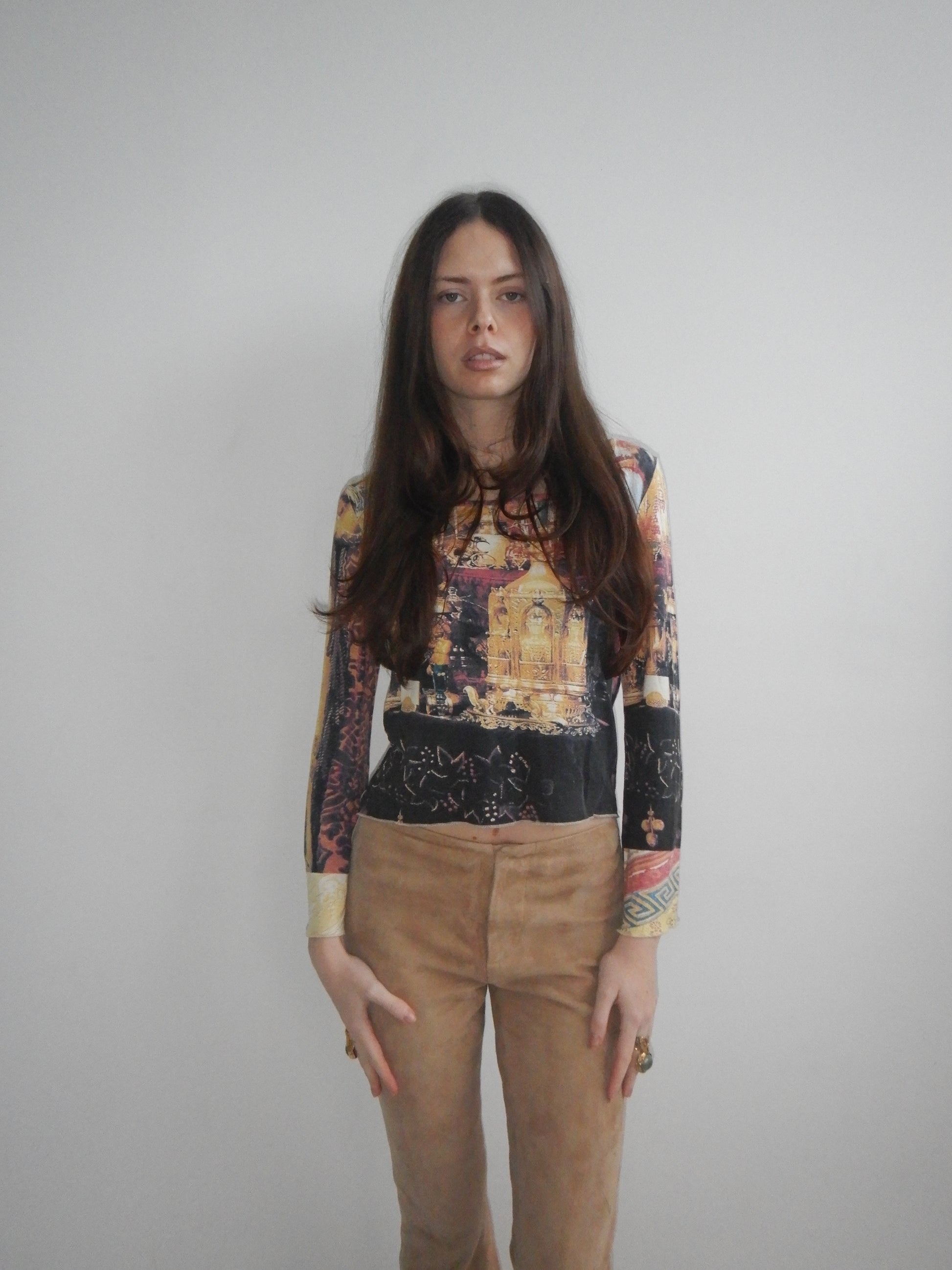 Polo Jeans Vintage Beige Suede Flare Pants (Petite XS)