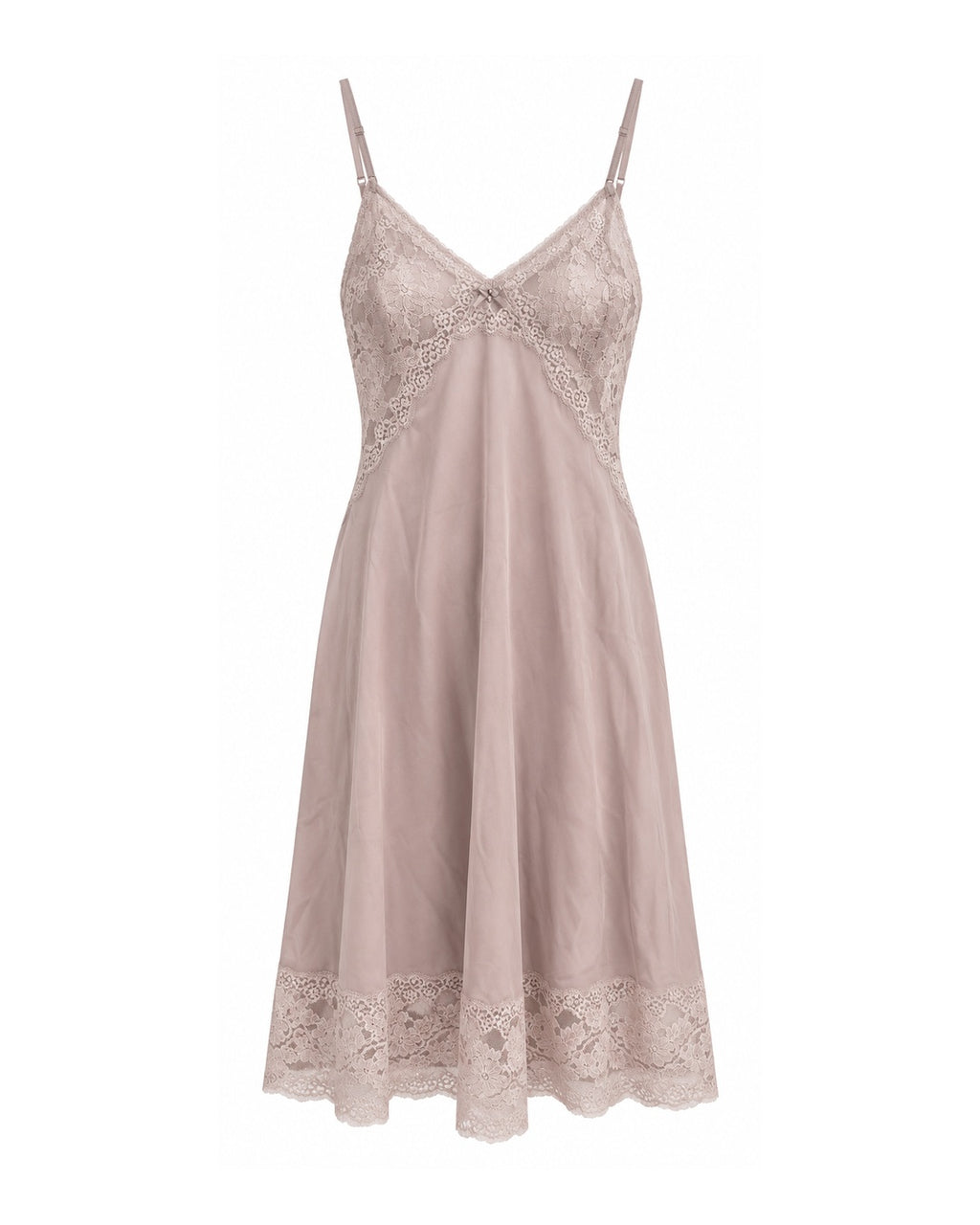 Beige Lace Trim Slip Dress (S)